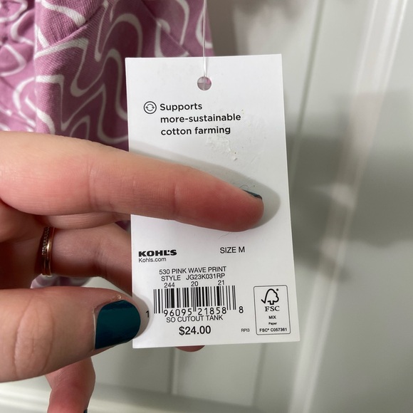 NEW SO women’s pink white cutout‎ ripple squiggly line patterned crop top tank M - Picture 4 of 6